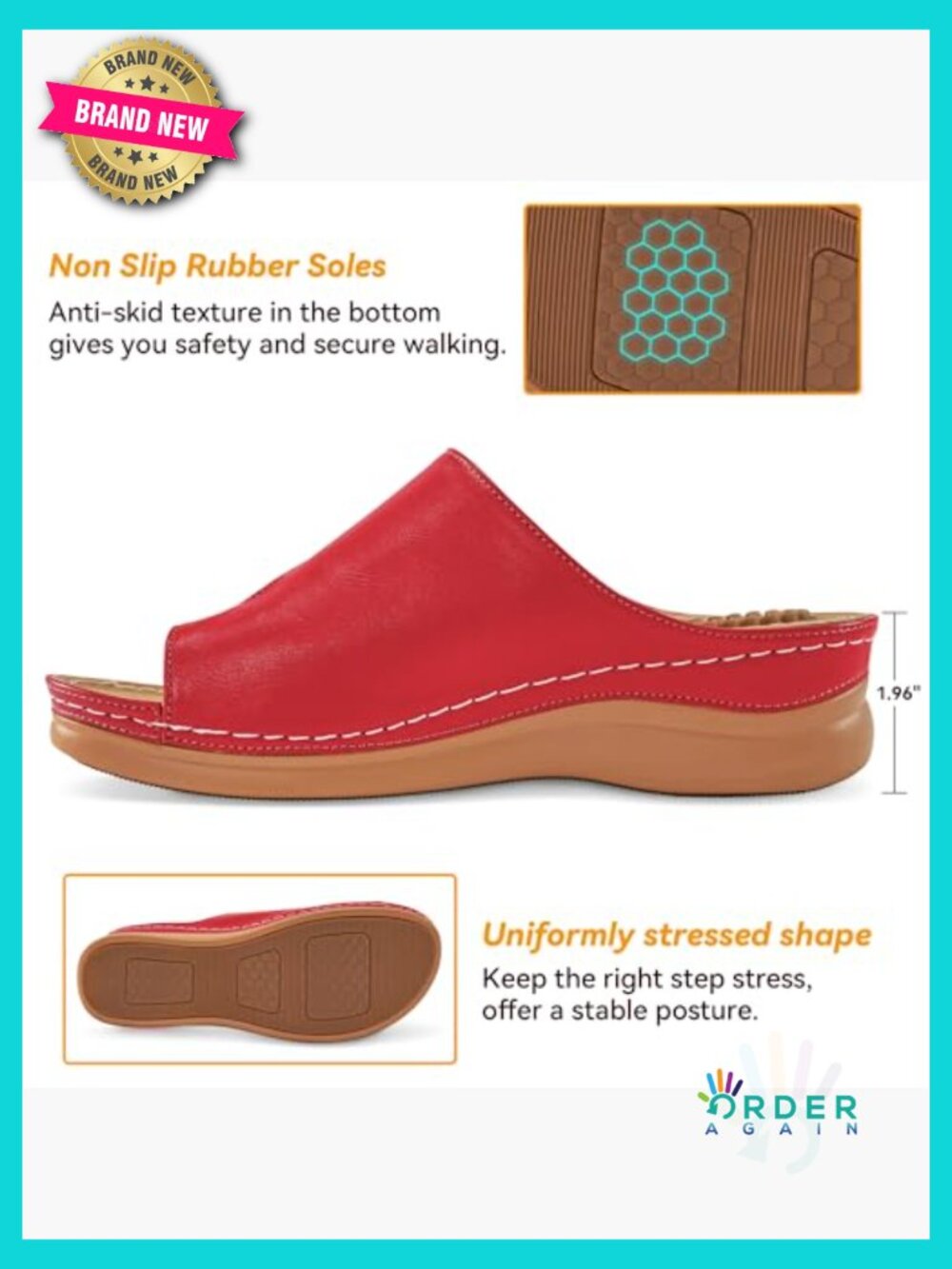 Orthopedic Wedge Sandals Comfortable Casual Walking Summer Platform Slip - Picture 5 of 7